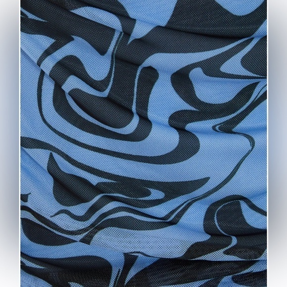 New! Swirl-Print Mesh Ruched Mini Bodycon Dress by Quiz - Picture 4 of 11